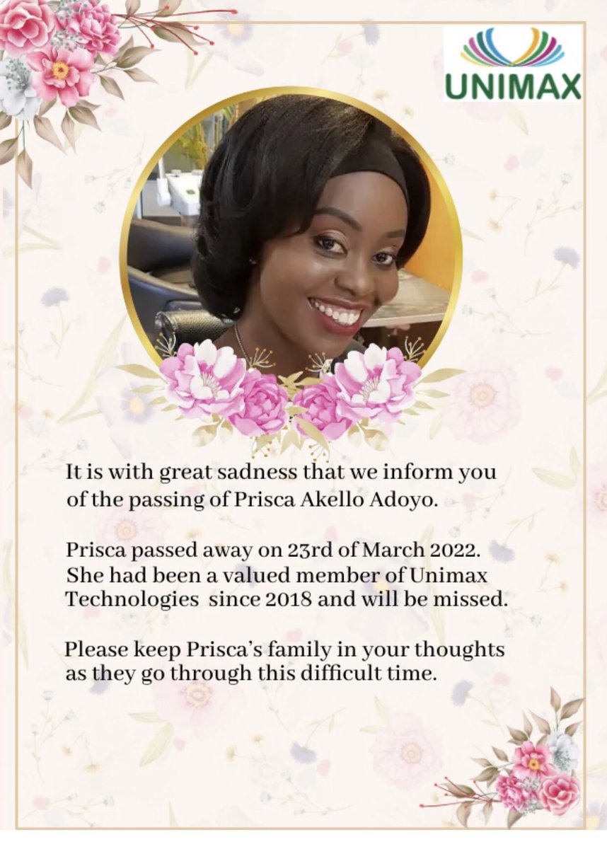 UnimaxCoLtd's tweet photo. Go well Prisca 🕊 https://t.co/fGTuIrkAyu