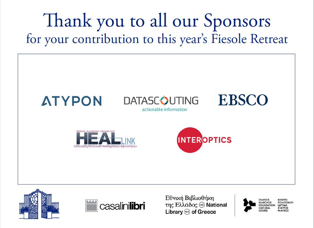 DataScouting's tweet photo. Thank you @CasaliniLibri! We are proud to be one of the sponsors of this year's #FiesoleRetreat, the 1st one in Greece, in Athens at the beautiful #NationalLibraryOfGreece @SNForg April 5-7
https://t.co/UVthvyDrU8 https://t.co/xJGQKH77vr
