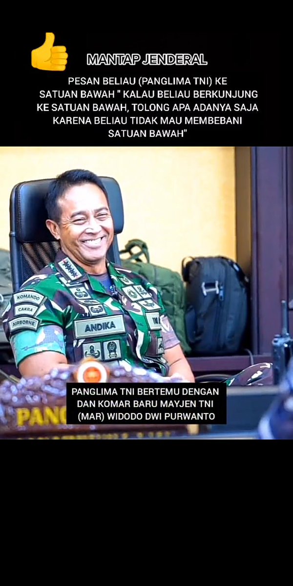 PGoeang's tweet photo. Luar biasa sekelas Panglima Jenderal mengerti kondisi satuan dibawah... 
#BravoJenderal
#JenderalAndikaPerkasa https://t.co/ydQcHcVQg7