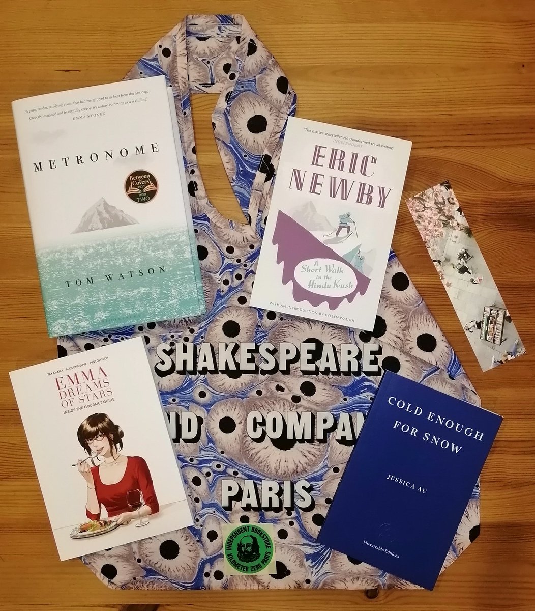 deceiving_elf's tweet photo. The contents of the second package of my Year of Reading subscription from @Shakespeare_Co revealed: four wonderful books, a beautifully designed shopping bag, a sticker and a bookmark. 😀📚❤️ #newbooks #supportindependentbookshops #ayearofreading #shakespeareandcompany https://t.co/dIbnWWkSJX