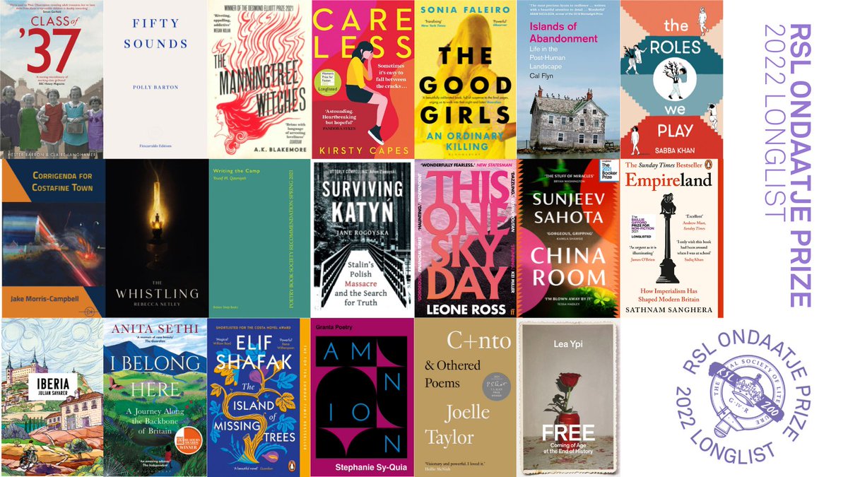 RSLiterature's tweet photo. Delighted to announce the longlist for the '22 #RSLOndaatje Prize, awarded to a book (fiction/non-fiction/poetry) which best evokes the spirit of a place 📚 

Congrats to all 2⃣1⃣ longlisted authors 🎉

📰 https://t.co/r8OvfsA5Hr
📅 Shortlist 20 April, Winner 4 May

#RSLOndaatje https://t.co/X0AMny7Vy2