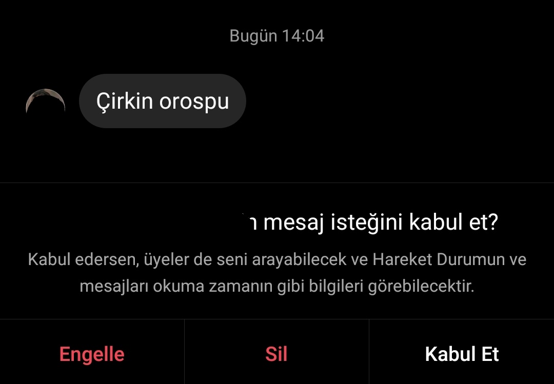 X:"Sana ne mesajlar geliyordur şimdi."
O sırada bana gelen mesajlar;