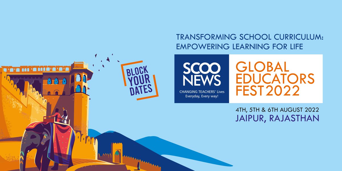 ScooNews's tweet photo. #BlockYourDates

ScooNews is back with its flagship event. Presenting the 4th edition of Global Educators Fest - India's Largest Education Brainstorm.

When: 4-6th August 2022

Where: #Jaipur | #Rajasthan

Leave your enquiry at https://t.co/mx5f3WcsbQ 

#SGEF2022 #GlobalEdFest https://t.co/AeLECm7BNd