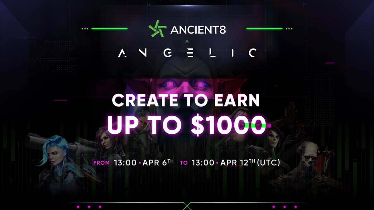 🎨 <a href="/AngelicTheGame/">Angelic</a> &amp; <a href="/Ancient8_gg/">Ancient8 (🎮,🟢)</a> have teamed up to bring our community a fun sticker creation event! 

🎁 Show us your creativity by creating 1 kind of sticker art for an opportunity to win $ANGL rewards up to $1000!🤑

📆Apr 6th - 12th

👉Register here: bit.ly/3u7eW4R