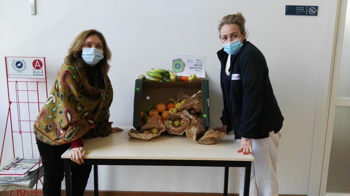 vrigualdadUMA's tweet photo. Hoy fruta #gratis con motivo del I Festival de @umasaludable.
En el #aulario Rosa de Gálvez, @IndustrialesUMA y @MedicinaUMA ya han comenzado a repartir.
¡Mándanos tu foto! https://t.co/KTa3VC6AeH