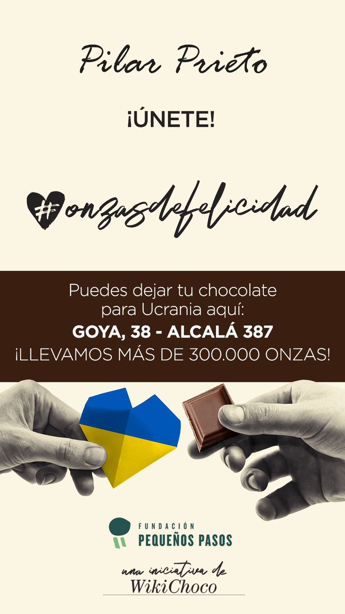PilarPrieto_'s tweet photo. Si quiere colaborar con #Ucrania, trae tu chocolate a nuestras tiendas #PilarPrieto ¡Únete! https://t.co/5guT6WQ7JJ