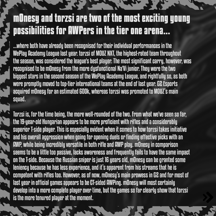 spraycontrolcs's tweet photo. 🖊️ Two youngsters stole the show at the WePlay Academy League last year, but who took @Heltrace's attention? A longer read compares @G2m0NESY and @torzsics .
#counterstrike #torzsi #m0nesy https://t.co/evnGObBnEb