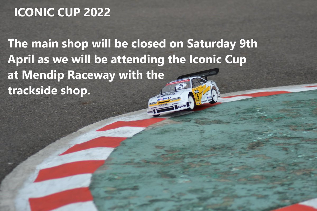 RacecraftRc's tweet photo. The main shop will be closed on Saturday 9th April as we will be down at Mendip Raceway with the trackside shop supporting The Iconic Cup.
Back to normal on Monday 11th April

https://t.co/hl8b1lriEn

#bathmodelshop #racecraftrc #iconiccup #bathindiechat https://t.co/jZblOysLQU