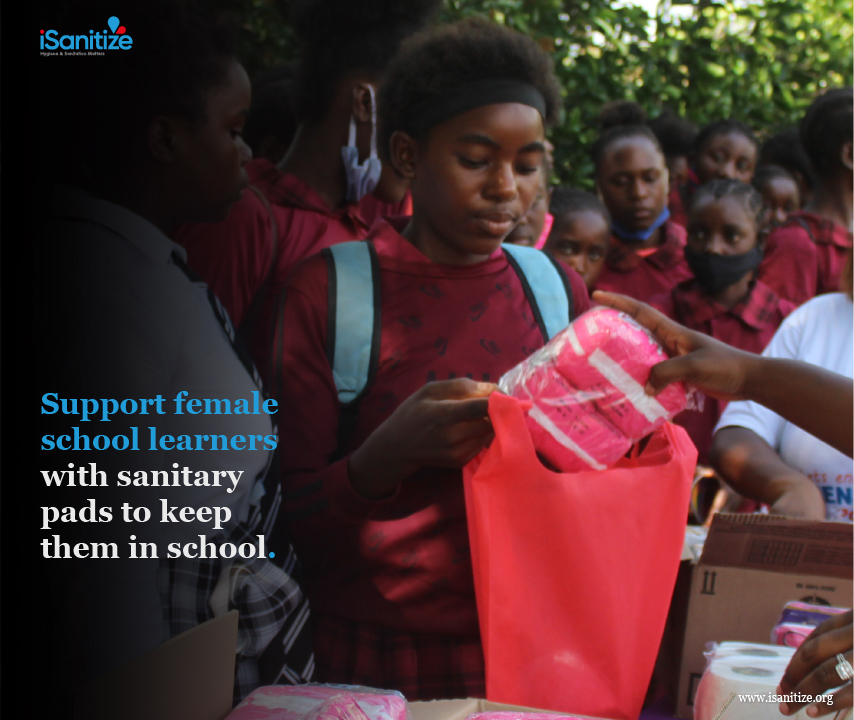 Support female school learners with sanitary pads to keep them in school.
.
.
.
#MHM #SRHR #WASH
.
#iSanitize #PeriodPower #MenstrualHygiene #Women
#PeriodTalk #EndPeriodPoverty #PeriodPoverty #Feminism #PeriodCramps #girlpower
