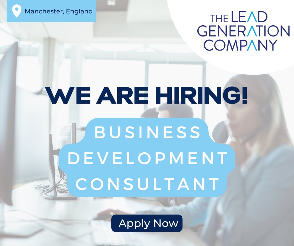 📢 Are you looking for the next stop in your career? 

We are looking for motivated individuals to join our growing Business Development team in Manchester.

For more information on the role get in touch with us! Apply via the link below. 
Good luck! 

ow.ly/qRMt50IAyiq