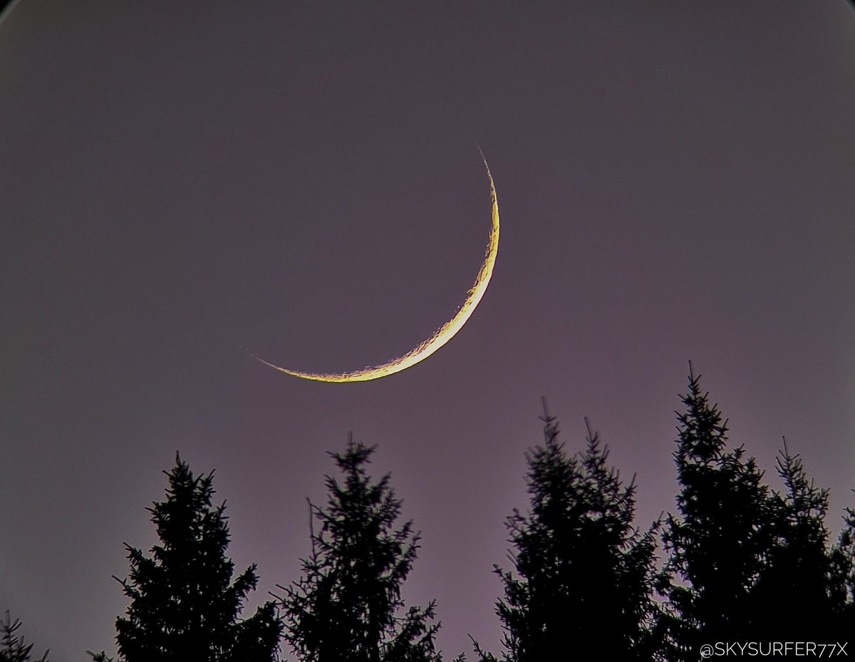Skysurfer77x's tweet photo. A golden slice of the #Moon 😊🖖 https://t.co/wbeFJ7ZU9g