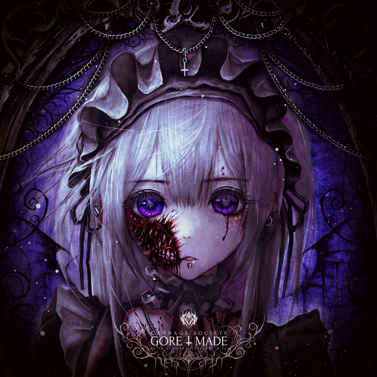 carnagesociety's tweet photo. †新作情報†
初FND作品であるGORE−MAIDのアイコンサイズ版をOpenseaにてmintしました！
明日20時に0,08ETHでlistします！
その時間までオファーも受け付けております†☠†(直前オファーで延長)
https://t.co/BlezfNKLsW https://t.co/QSqN553jO2