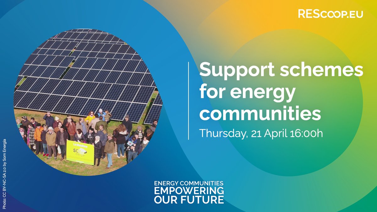 REScoopEU's tweet photo. 📆 Our advocacy team will explain the new state aid guidelines #CEEAG and discuss different support schemes for #energycommunities around Europe in this workshop of our annual conference #ECEOF. Join the discussion! 💬
👉 https://t.co/0r23iCf5mB https://t.co/T8Q0ETWZxA