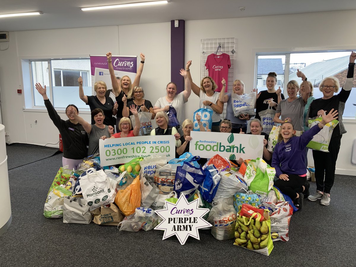 Thanks to the wonderful ladies of <a href="/curves_paisley/">Curves Paisley</a> for donating over 680kg of much needed food items to the foodbank. We're sorting through them all as we speak and they'll be going to out in our food parcels in the coming weeks to people in need in #Renfrewshire
