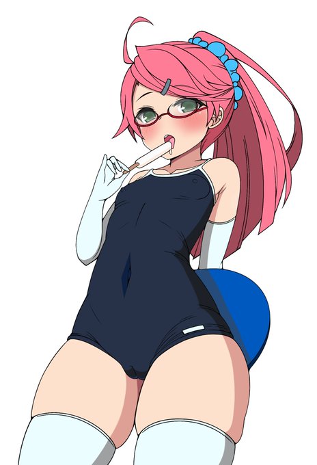 新スク着せた茉莉
手直しver

レース素材はまだ未熟でくどかったので無しにしました。
あと管理区版なので眼鏡追加。 