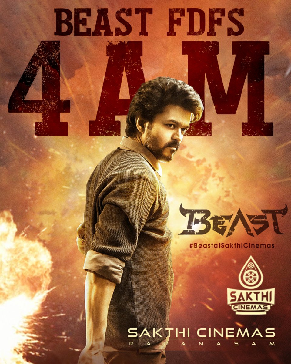 sakthicinemas_'s tweet photo. Get ready for 4 AM FDFS💥🥳

#BeastFDFS
#BeastModeON 
#BeastFromApril13th https://t.co/Hkx0l6114M