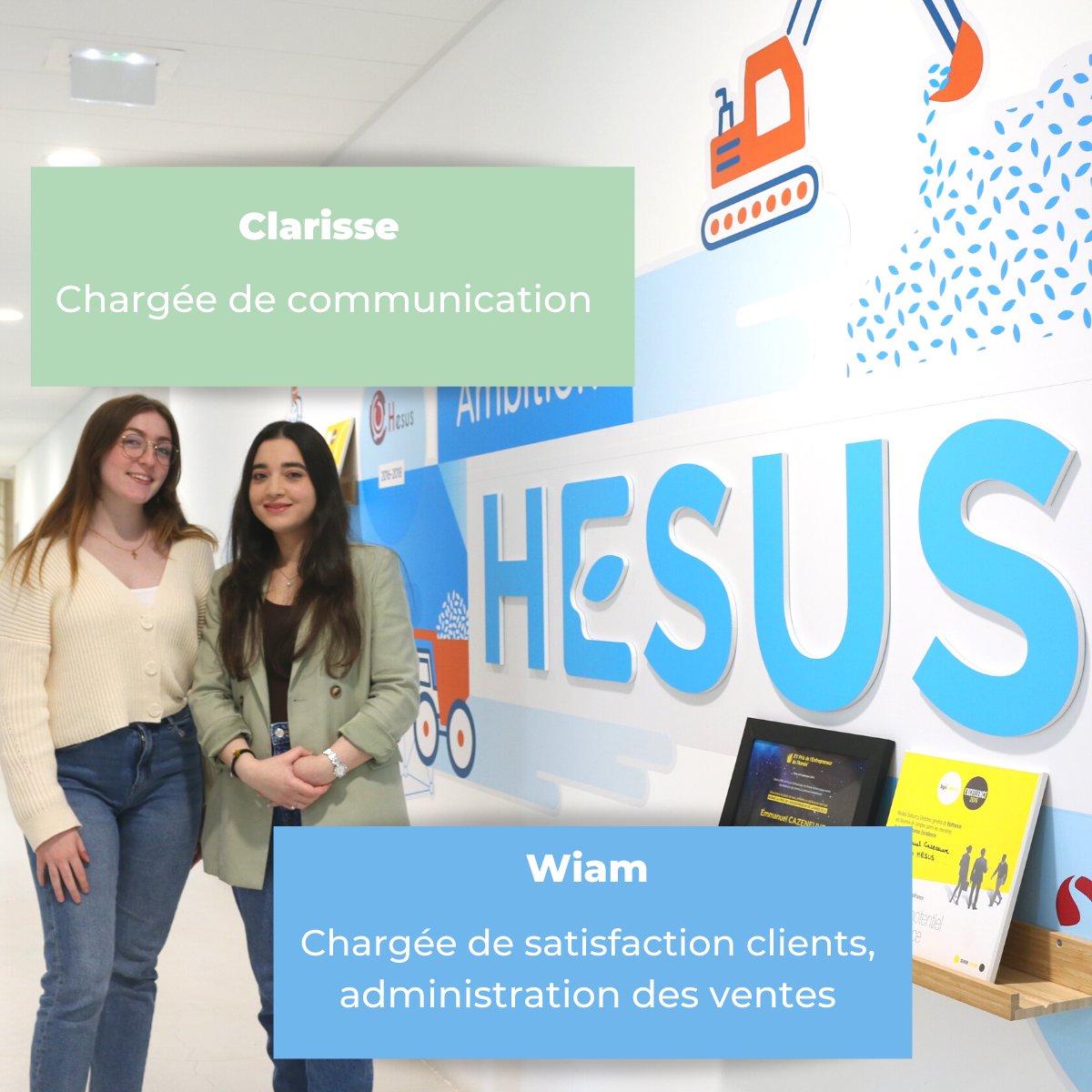 ⭐ Grand jour, bienvenue à nos deux nouvelles !
☺ Clarisse , 19 ans, dynamique et très créative
🥰 Wiam, 28 ans super sociable et ouverte d’esprit.
🚀Entreprendre c'est aussi transmettre !
Nous sommes heureux de vous accueillir dans l’équipe #HESUS #communication et #Operations