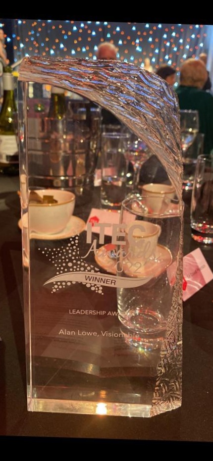 VisionableG's tweet photo. We are so pleased to announce that our CEO @alanlowe79 is winner of the @TSAVoice ITEC Leadership Award 2022 for innovation & positive impact on Technology Enabled Care! Our Chairman & co-founder @Voa1234 collected the award last week 🎉👏
#itecconf22 #ITECAwards22 https://t.co/g2wUGVpQmQ