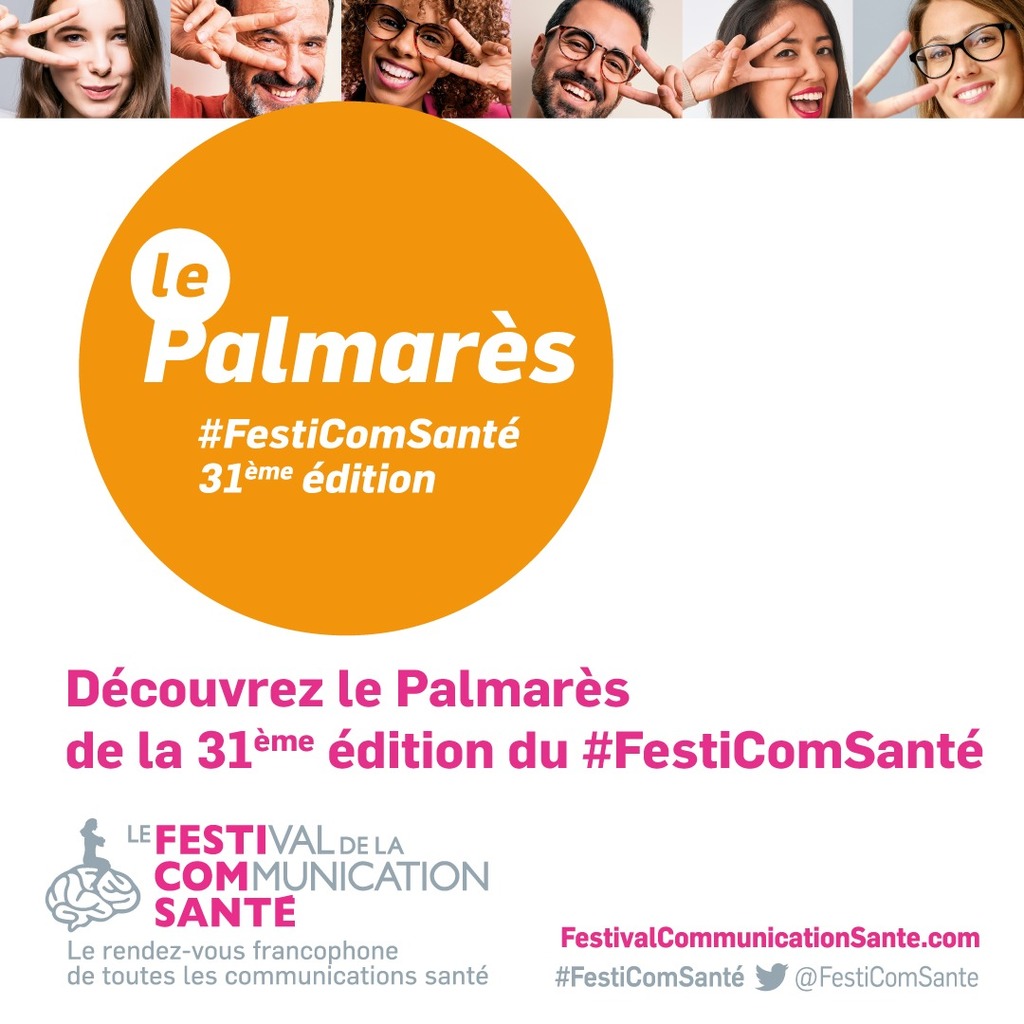 FestiComSante's tweet photo. Découvrez le Palmarès du 31ème #FestiComSanté ! Bravo à tous !  https://t.co/7wUoAfNnGk
#communicationsanté #comsantéX2 #communication #santé #hcsmeufr https://t.co/LHOWUn21ox