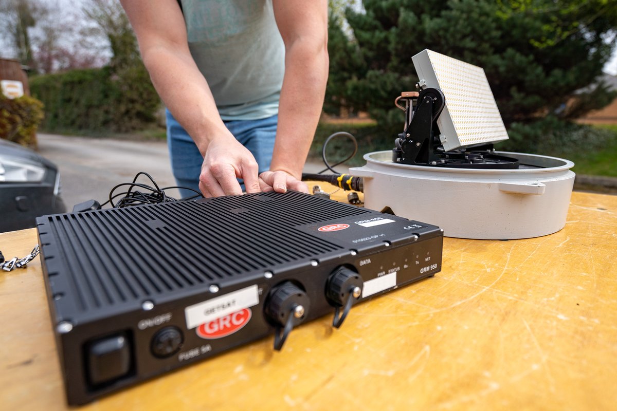 grcltd's tweet photo. Ideally suited to demanding environments the Ka-Band #GetSAT MicroSAT on @Avanti_plc delivers high-speed connectivity even over challenging terrain π or rough seas π€ Shown here with our mag mount and ruggedised IP67 GRM Modem featuring the @iDirect 950 for increased security https://t.co/p89ey89CzT