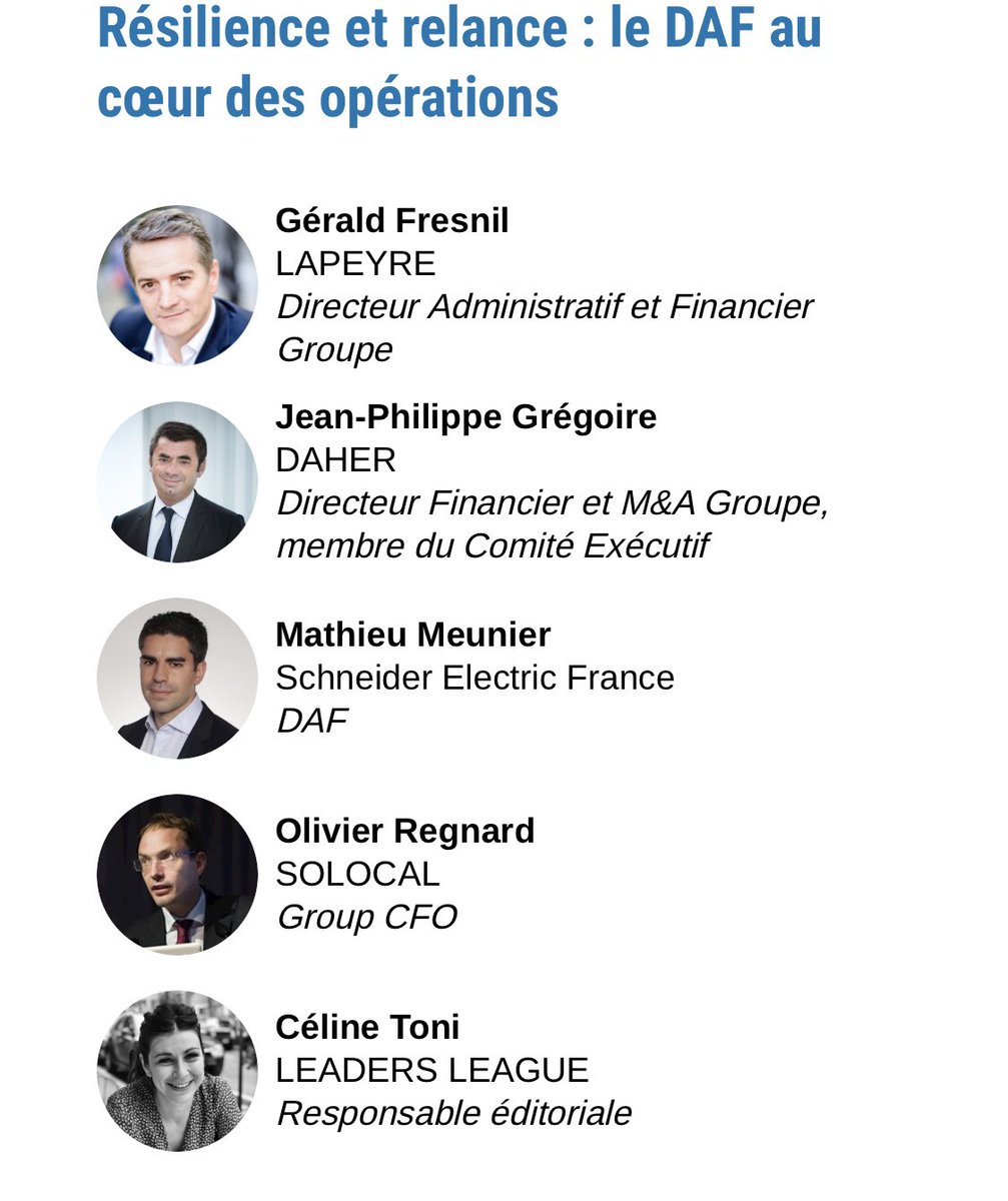 [LIVE   Part 1 • 10h30 - 11h25]  
#SommetDesLeadersDeLaFinance au Pavillon d’Armenonville - Paris 75016 
Parlons de « Strategie de Croissance », de « Revolution des Business Models » et  de « Relance  » 
#SAFRAN #Suez #EuropcarMobilityGroup #Solocal #DAHER #Schneider #Lapeyre