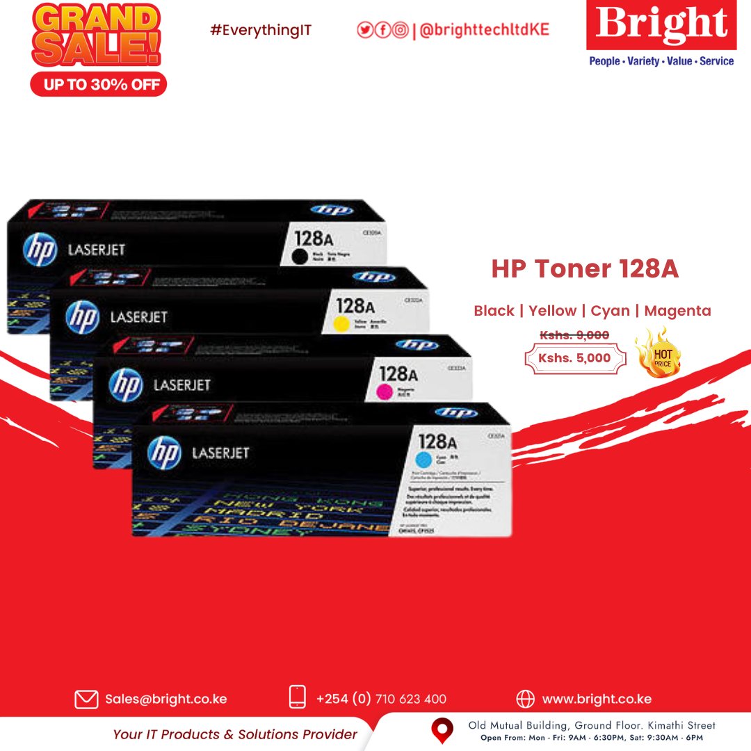 brighttechltdKE's tweet photo. Experience outstanding print quality with HP 128A toners. They deliver consistent, uninterrupted printing. Now at a discounted price.
WhatsApp: https://t.co/1eyNEccLS0
Call: 0710 623 400
#ShopOnline #ShopatBright #brighttechshop #brightonline #EverythingIT https://t.co/LsLX7GRNmA