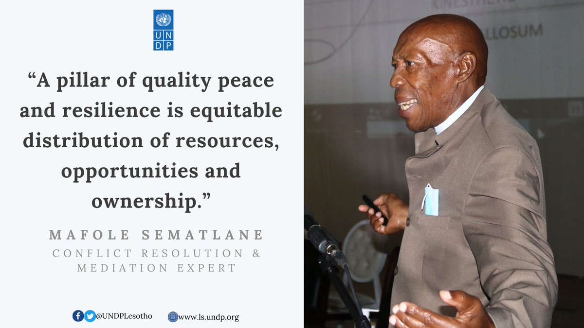 UNDPLesotho's tweet photo. Dialogue & Consensus Building for Sustainable Peace underpins empathy🫂 as one of the ingredients in building the peace we long for.
Panel discussion on the Future of the Lesotho #NationalReforms is happening now to revive peace in our beloved Mountain Kingdom 🇱🇸. https://t.co/gJ8nzmgQKk