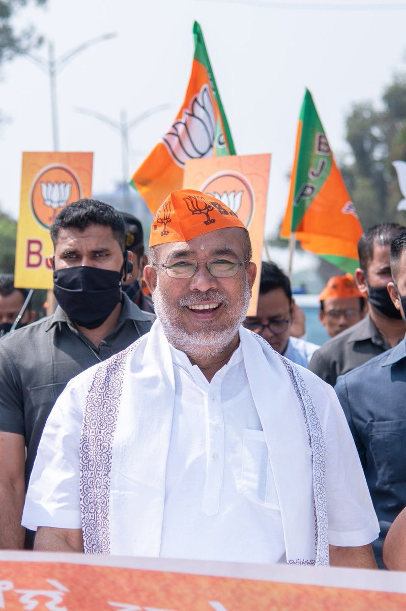 NBirenSingh's tweet photo. On this 42nd #SthapnaDiwas, I extend my greetings to all the Karyakartas of @BJP4India. Taking forward the philosophy of Integral Humanism &amp; Antyodaya, let us re-dedicate ourselves to the service of this great Nation. https://t.co/uNA8E9K0Eg