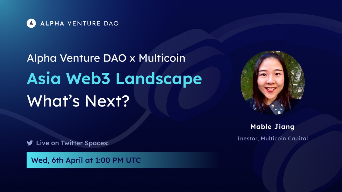 stellaxyz_'s tweet photo. Attention Wolves!🐺 Join us on #TwitterSpace today with @mablejiang, Partner from @multicoin where we’ll be talking about ‘Asia Web3 Landscape: What’s Next?’✨

⏰When: Today, 1:00 pm UTC
📍Where: https://t.co/YsZMC48BDJ 
👤 Who: @mablejiang 

Agenda👇: https://t.co/chZh5kcrhq