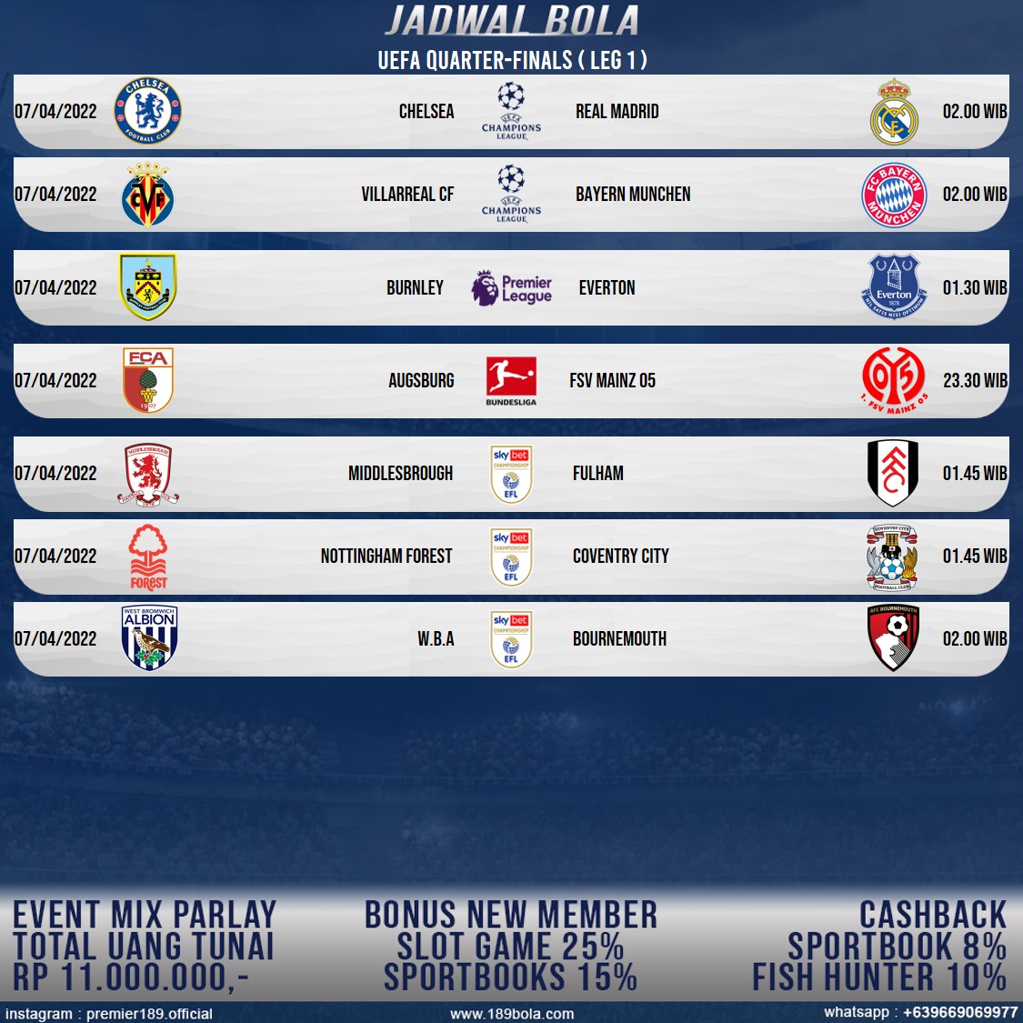 premier189's tweet photo. Jadwal Bola Hari ini

UCL #UefaChampionsLeague #ChelseaFC #RealMadridDay #VillarrealBayern #premier189 #jadwalbola https://t.co/nXanZqQudB
