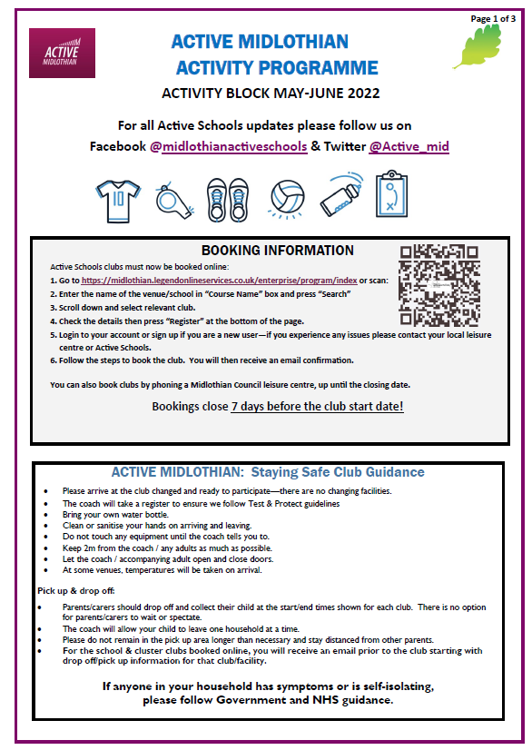 Active_Mid's tweet photo. ACTIVE SCHOOLS CLUBS | BOOKINGS

Bookings open today for our clubs next term!
Book now to avoid disappointment! Lots of activities to choose from 🏀⚽️💃🥋🏑

Scan the code below to take you to our online bookings.
or for more info visit our wesbite: https://t.co/7Er3ijz1KZ https://t.co/QU2AJrOljl