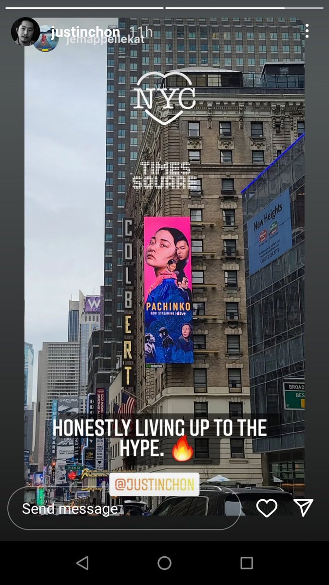 Director Justin is mood ❤️❤️

Honestly living up to hype 🔥😍

#Pachinko at #NewYorkTimesSquare 🎉🎊🤗