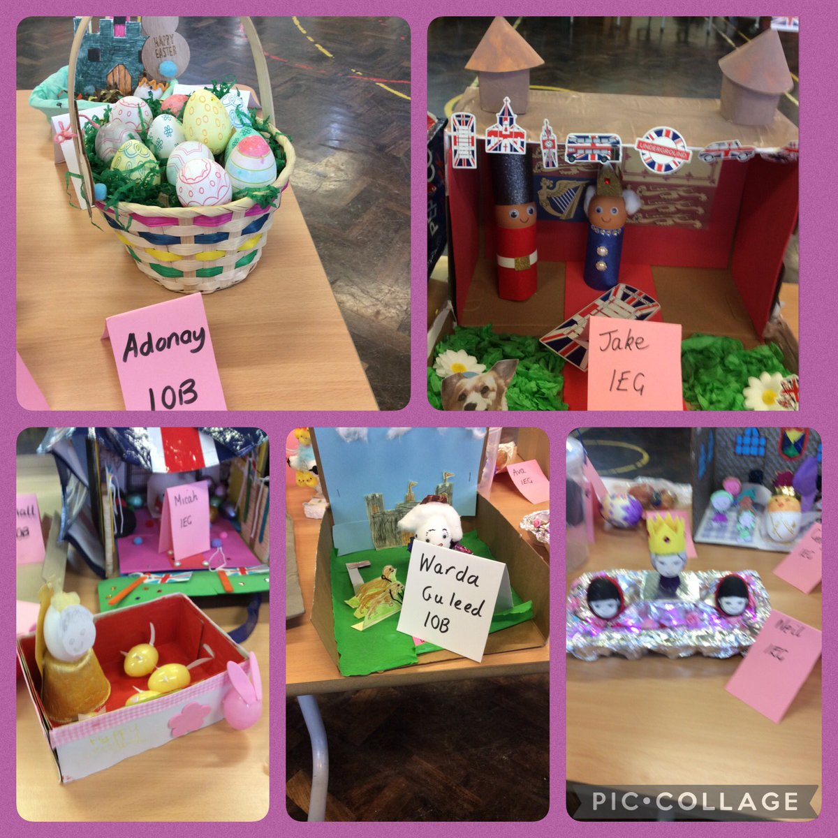 StBernsPrimary's tweet photo. Look at these egg-cellent entries! Tafari 3EL said “They are really good and creative ” and Aliza 3TK said “These eggs are so fantastic” #stbernsart #easter #eggcomp https://t.co/gE8zE6SG3s