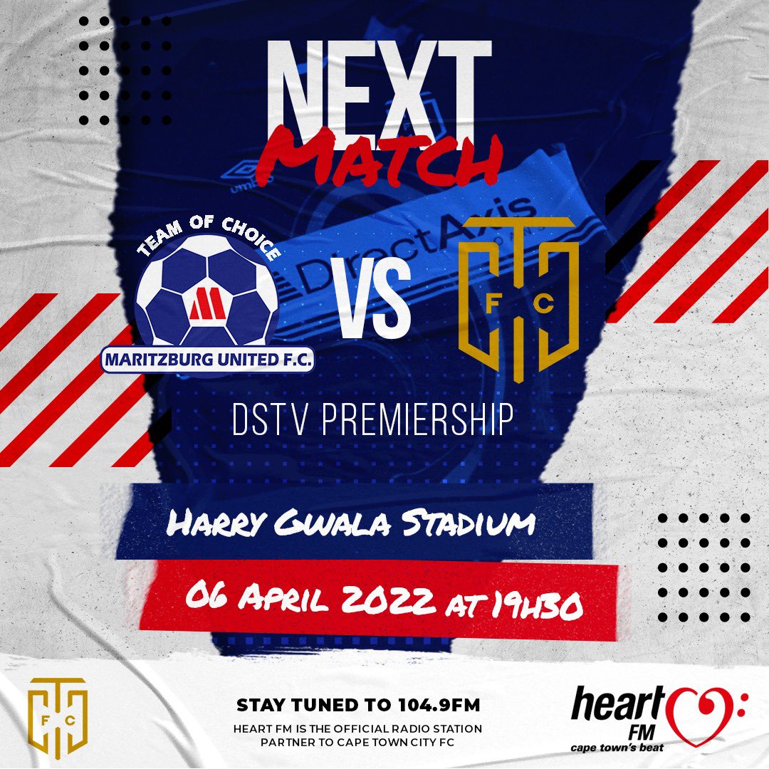 Heart1049FM's tweet photo. The Citizens are on the road again for today's DStv Premiership match against Maritzburg Utd. Don't miss any of the action on Heart FM with @jeremyharris55 on the #OConnorDrive & Tara Lee on #HeartBreakfast
Heart FM is the official radio station partner to @CapeTownCityFC https://t.co/kfc1aZudV4