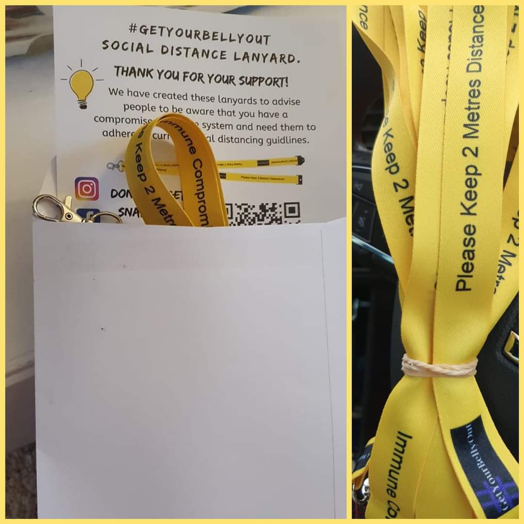 GetYourBellyOut's tweet photo. With restrictions lifting, you may still like a gentle reminder to ensure people keep a safe distance...

#GetYourBellyOut's bespoke complimentary immune compromised social distancing lanyards for people with #IBD are available here 🛡️👇 #DistanceAware
https://t.co/35o2sQwWd3 https://t.co/Bf0DD41eiL