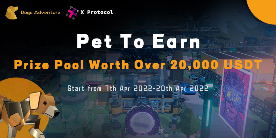 <a href="/DogeAdventure_/">Doge Adventure</a>  &amp; <a href="/X_Protocol_/">X Protocol</a>  jointly present 
Pet To Earn 
Round 1⃣: 
Portal: metaverse.x-protocol.com
Catch doges by left-click and enter your Bep20 address.
Fill out this form: forms.gle/te2Cui4uBWDUkj…… 
You will get:1 Doge NFT or random $POT + $DT + $SPS airdrop