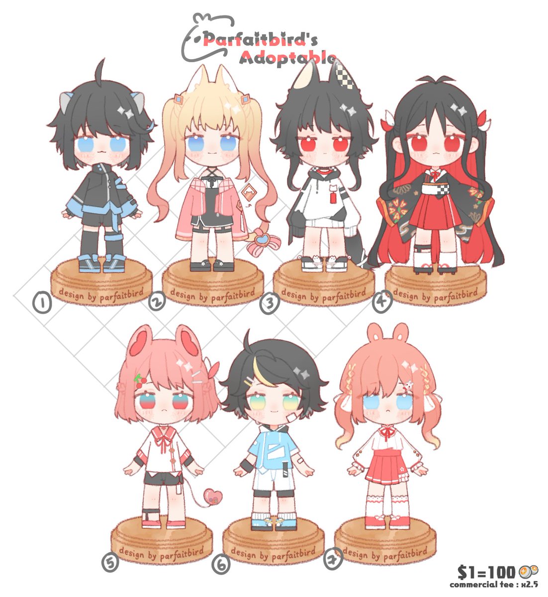 parfaitbird's tweet image. [OPEN] Adoptable Sale

$20 Each
[commercial fee x2.5]

Comment/DM me to claim!

#adoptablesopen #adoptables
#chibiadoptable