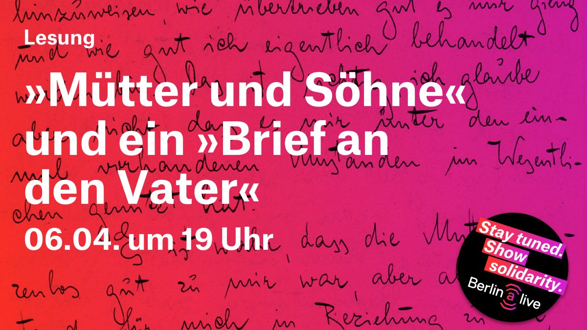 »Mütter und Söhne« und ein »Brief an den Vater«

In der Literaturgeschichte finden wir Konflikten zwischen den Generationen. Doch warum wird eigentlich immer nur über Väter &amp; Söhne geschrieben und so selten über Mütter &amp; Söhne?

Mehr dazu unter:
t1p.de/ja8f