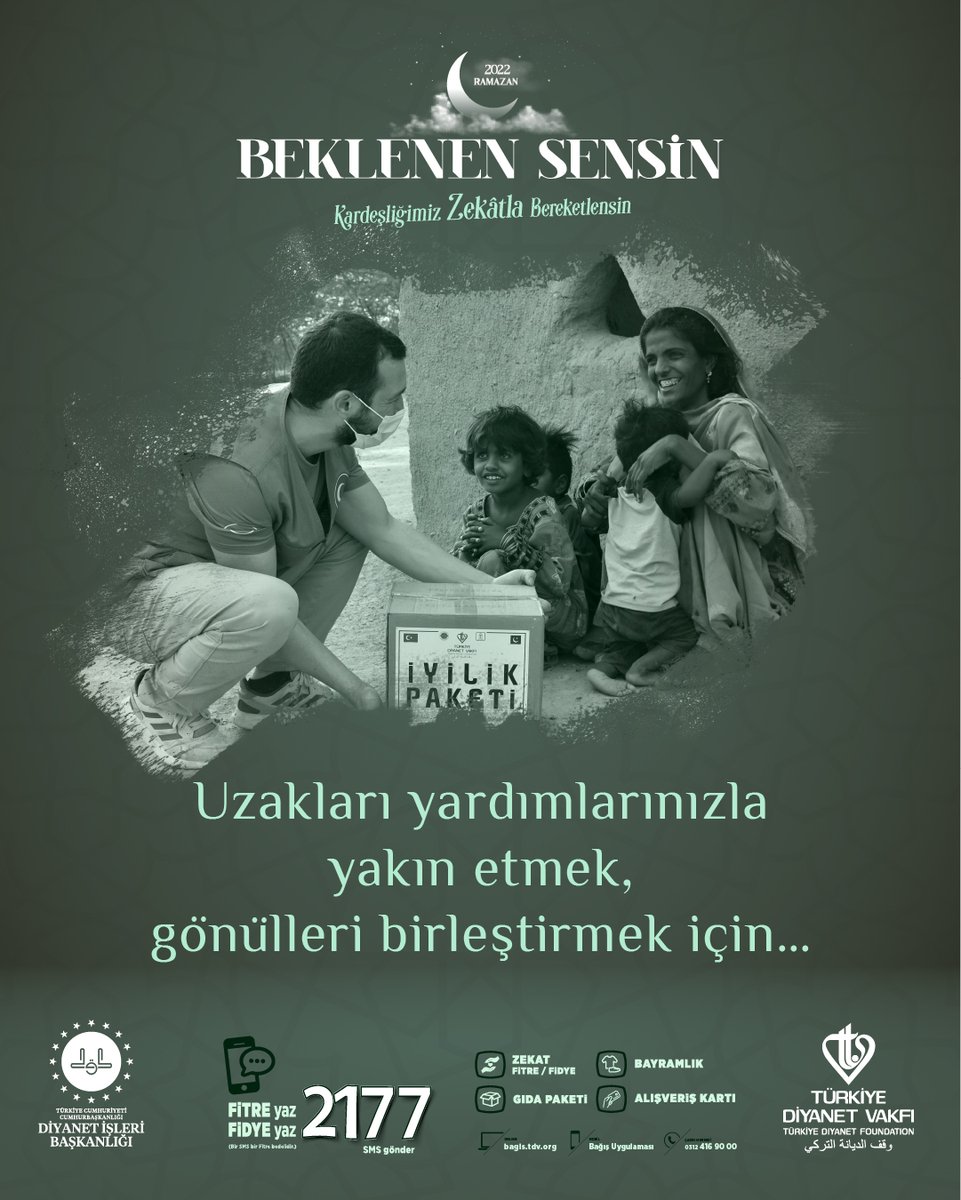 DiyanetVakfi's tweet photo. Uzakları yardımlarınızla yakın etmek, gönülleri birleştirmek için…

#BeklenenSensin

Bu iyilik seferberliğine destek vermek için FİTRE veya FİDYE yazıp 2177'e SMS gönderebilir ya da https://t.co/oMTpeiDOXO adresinden online bağış yapabilirsiniz. https://t.co/Ha8f9GgfuG