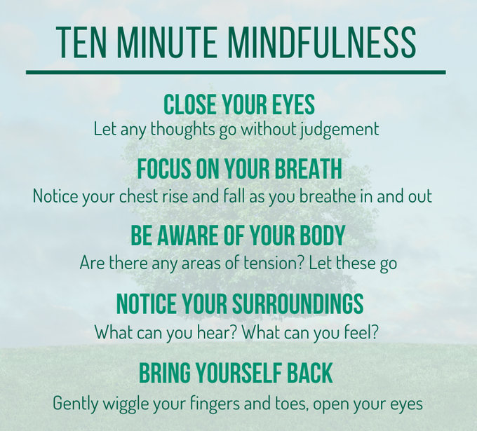 Mindfulness can be a really helpful way of improving your #mentalhealth. Why not try ten minute #mindfulness? Our Let’s Talk-Wellbeing service can also help with common mental health issues such as #depression #stress #anxiety. Visit orlo.uk/6C0wU #StressAwarenessMonth