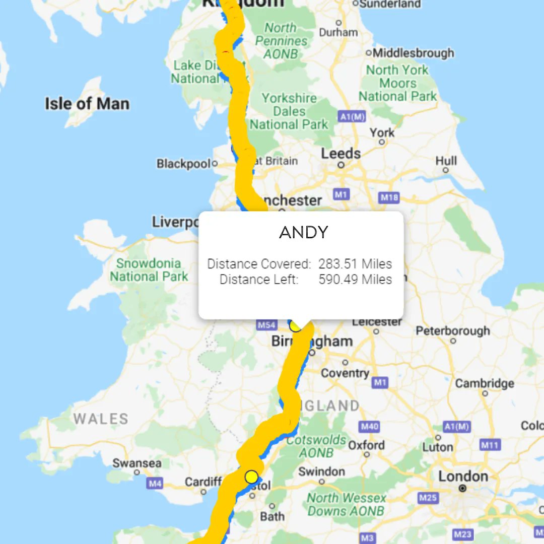OSLweb's tweet image. It’s been a few weeks since we last updated you guys on Andy’s whereabouts on his virtual run from Land’s End to John O’ Groats!

Drum roll… 🥁

Andy is now between Dudley and Birmingham!
Since our last update, he has run a grand total of 89 miles! Well done, Andy! 👏