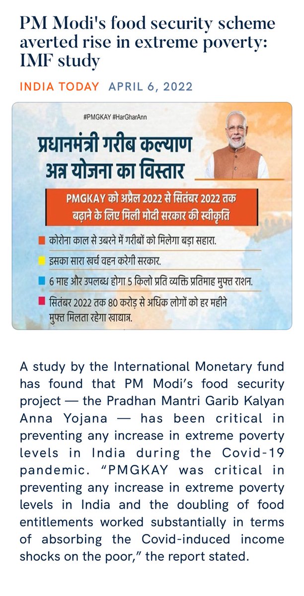 iamyash76's tweet photo. PM Modi's #FoodSecurityScheme averted rise in extreme poverty: #IMF study
https://t.co/gmRLlJHAgU
#PMModi #NaMoApp https://t.co/IOnqFbaZRd