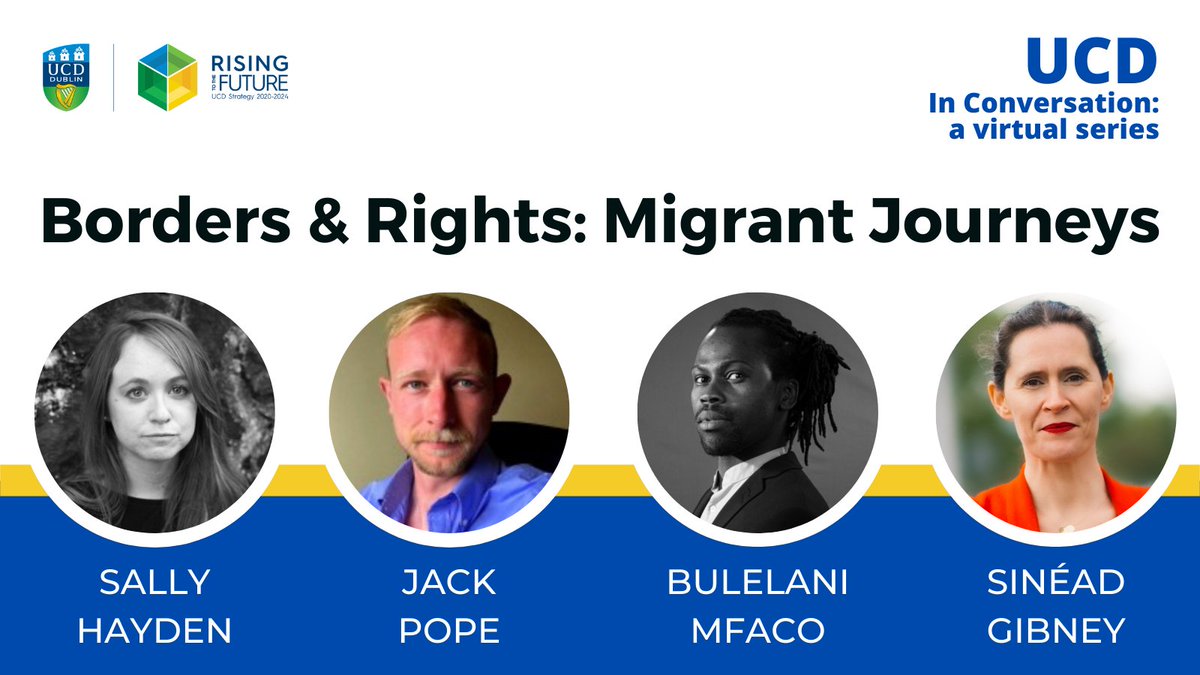 UCDALUMNI's tweet photo. 1 day to go before the latest #UCDInConversation episode π
Donβt miss UCD alumni experts @sineadgibney, @sallyhayd, @BulelaniMfaco and Jack Pope as they provide differing experiences and perspectives on journeying across borders for migrants.
Register: https://t.co/yjrY7GF4Dt https://t.co/PnU5ZxEkTz