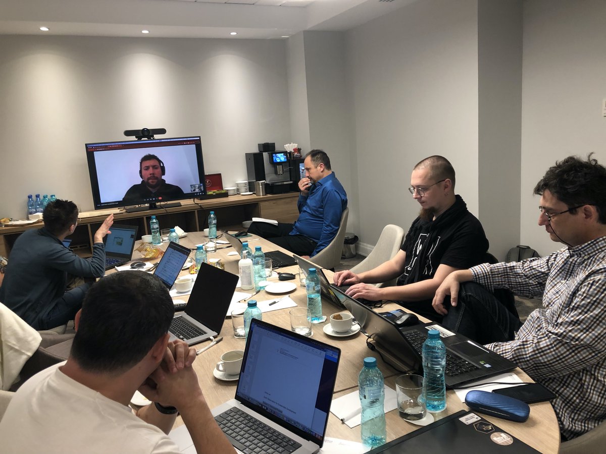 The team <a href="/MundialisInfo/">Mundialis GmbH & Co. KG</a> <a href="/opengeohub/">OpenGeoHub Foundation</a> <a href="/DMultione/">MultiOne j.d.o.o.</a> <a href="/TERRASIGNA/">TERRASIGNA</a> <a href="/CVUTPraha/">ČVUT v Praze</a> is 
busy polishing #opendata #foss4g #geo-harmonizer results during the co-dev meeting in #Bucharest. Come to the <a href="/cinea_eu/">CINEA 🇪🇺</a> #CEFTelecom #ODSE workshop in Prague, 13-16.06, to check them out!