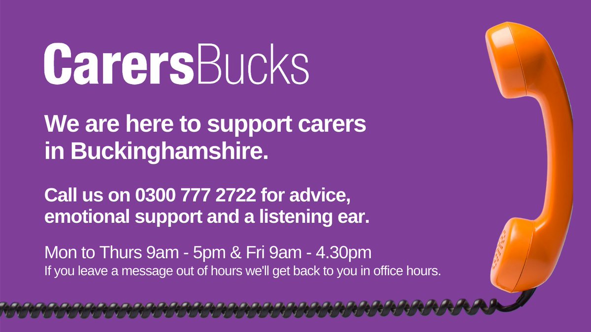 Talking to someone can improve your #mentalhealth. Our dedicated support teams are here to support you &amp; provide advice, emotional support &amp; a listening ear. If you're a #carer in #Bucks, call us on 0300 777 2722.

#carers #unpaidcarers <a href="/BucksCouncil/">Buckinghamshire Council</a> <a href="/BucksHealthcare/">Buckinghamshire Healthcare NHS Trust</a> @bucksccgs