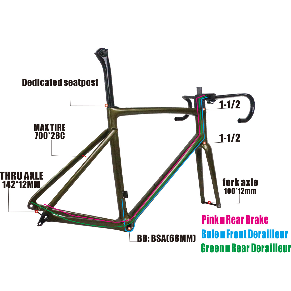 SeraphRose5's tweet image. Newest Full Internal Cables road frame TT-X33 BSA bottom braket custom chameleon paint YS3202 Front 100*12 Rear 142*12mm #paintframe #chameleonpaint #roadframe #cycle #framelife #BSA #internalcable #custompaint #YS3202 #SERAPH #carbonframe