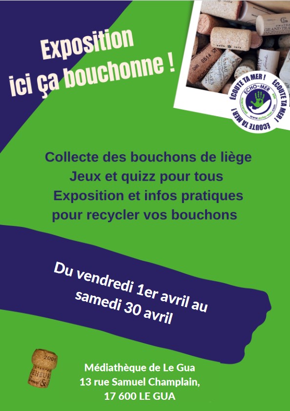 Echo_Mer's tweet image. La revalorisation du liège 🍾🚯♻️ par ECHO-MER s'expose à la Médiathèque du Gua durant tout le mois d'avril ! 😄🌎

Collecte de vos bouchons de liège, jeux, quizz, infos pratiques sur le recyclage... Un tas de choses à découvrir en famille 👨‍👩‍👧‍👦 🤩

#iciçabouchonne #liège #recyclage