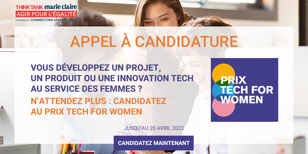 Vous développez un projet, un produit ou une innovation tech au service des femmes ? Vous avez jusqu’au 20 avril 2022 pour envoyer votre candidature ! 
marieclaire.fr/le-think-tank-…
<a href="/ConnectLeadersC/">Connecting Leaders Club</a> #ThinkTankMC