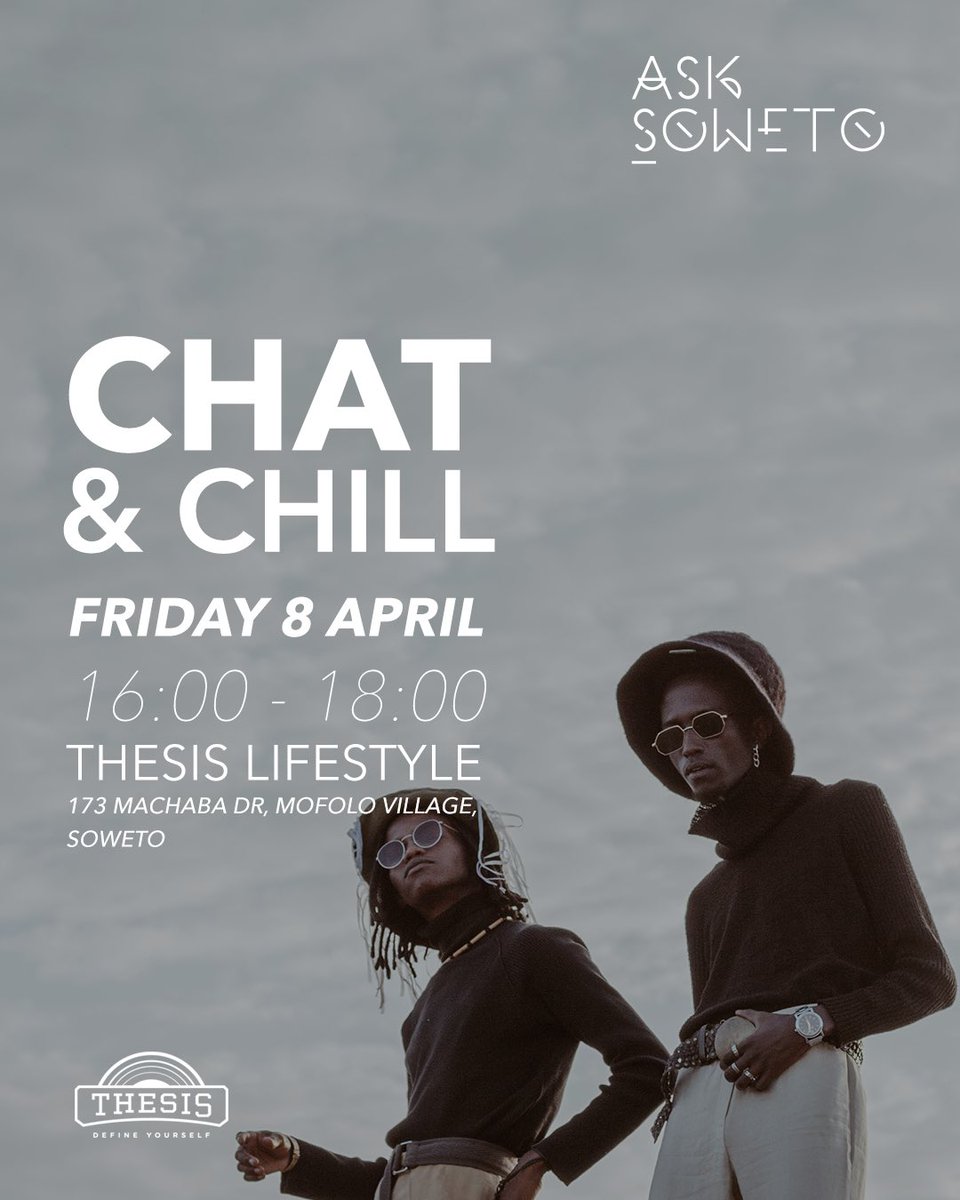 asksoweto's tweet photo. Hola Fam
 
We’re hosting a Chat and Chill session this Friday at 16:00 
 
Come through for a few cold ones, good music and chilled conversation.

If you’d like to join us send a DM on the ASKSoweto app to secure your spot fam.

#AskSoweto #ChatAndChill 🔌

DO THE RIGHT THING! https://t.co/FZ2j2dhWMC