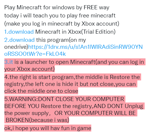 maritime_fox's tweet photo. Play mc in free way (for windows)look the last picture https://t.co/yEyK9UBpWS